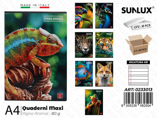 Maxi Quaderni A4 Rig. 0B Pigna Animal 80GR