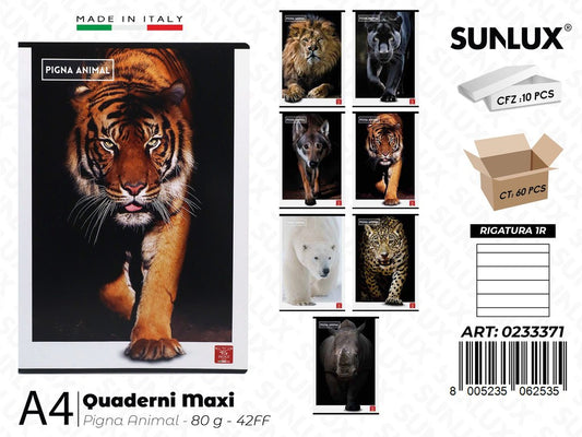 Maxi Quaderni A4 RIG.1R Pigna Animal 80GR