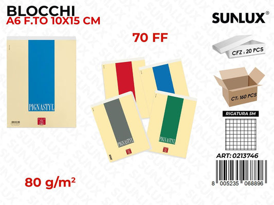 Blocchi Pignastyl 5M A6 10*15CM 80GR 70FF