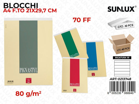 Blocchi Pignastyl 1R A4 21*29.7CM 80GR 70FF