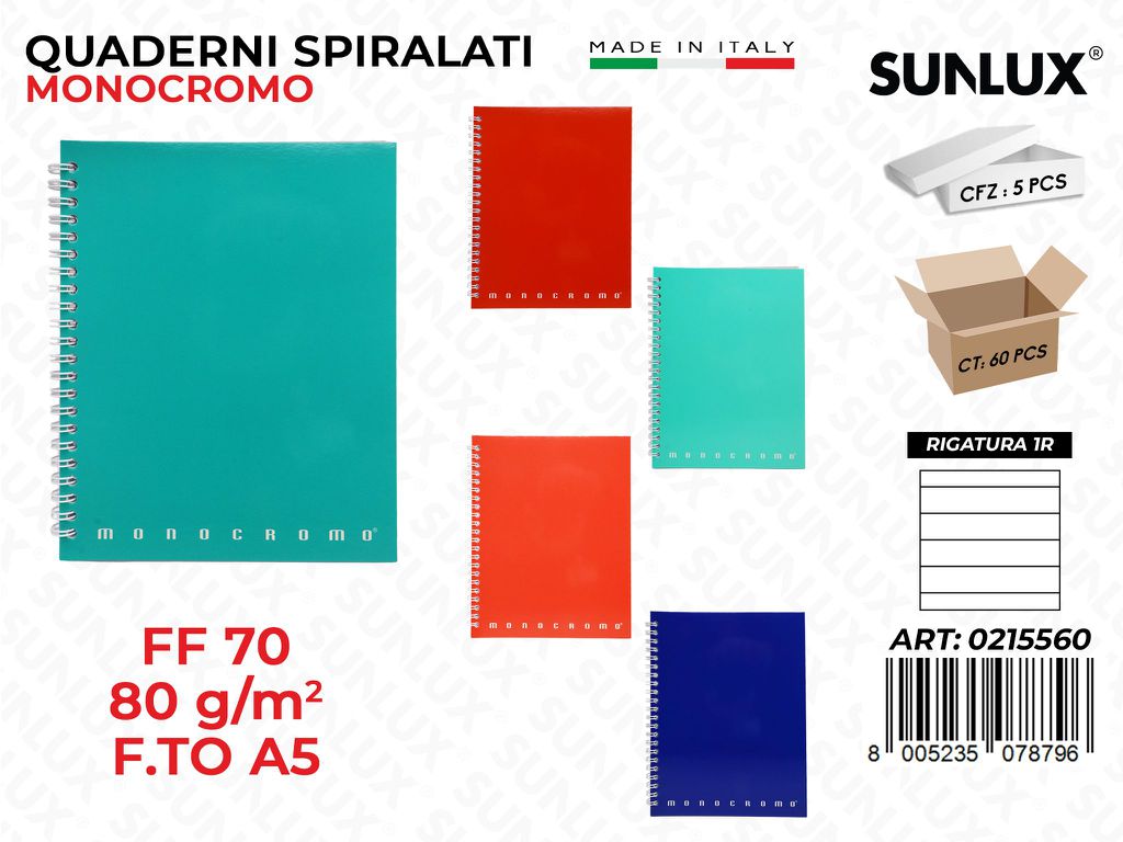 Quaderni A5 Spir Monocr 0215560 Var 1R