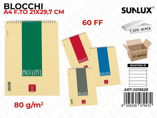 Blocchi Pignastyl 1R A4 21*29.7CM 80GR 60FF