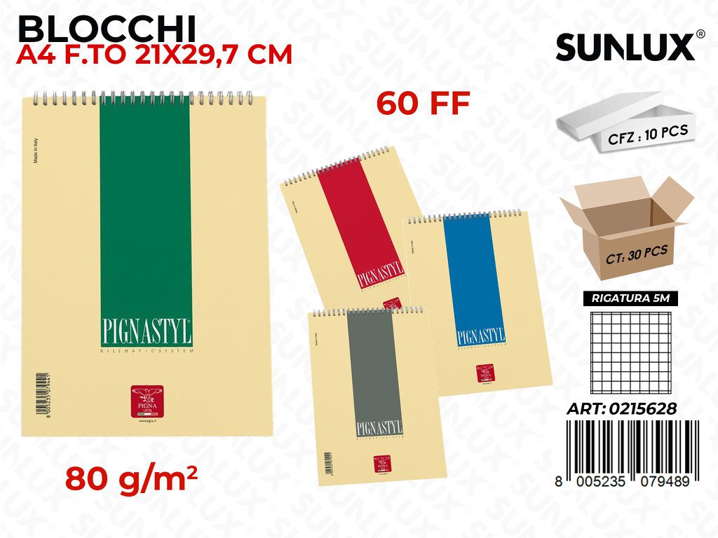 Blocchi Pignastyl 5M A4 21*29.7CM 80GR 60FF