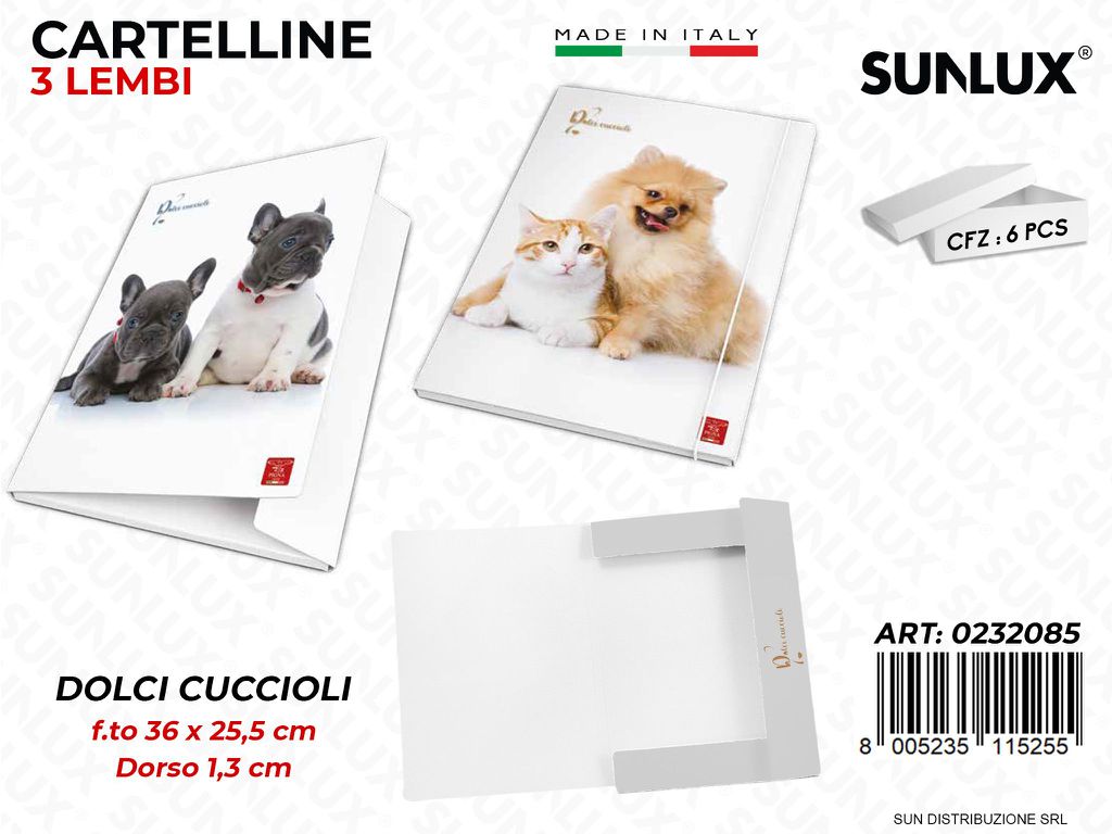 Cartelle 3 Lembi Dolci Cuccioli F.to 25.5*36 Cm