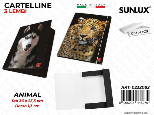 Cartelle 3 Lembi Pigna Animal F.to 25.5*36 Cm
