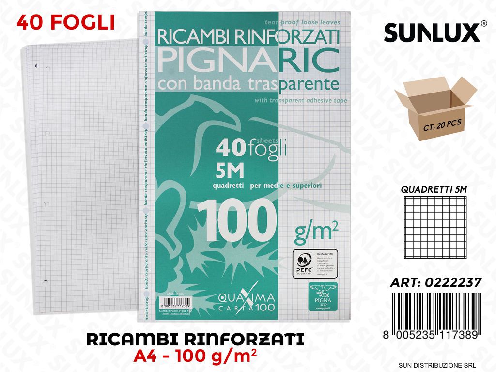 Ricambi Rinforzati A4 Rig. 5M 100GR 40FF
