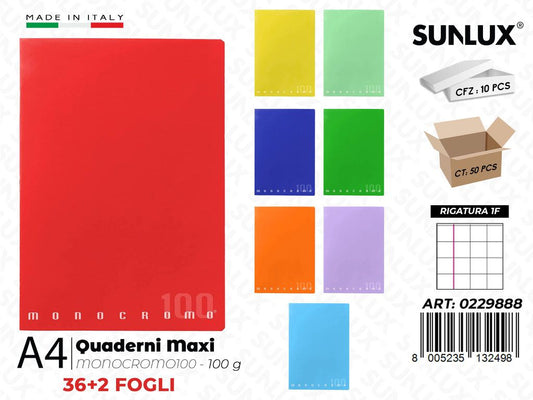 Maxi Quaderni A4 1F 100GR Monocr.