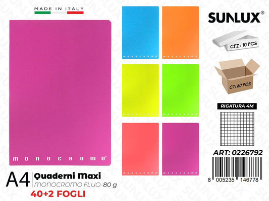 Maxi Quaderni A4 RIG.4M Monocr. Fluo