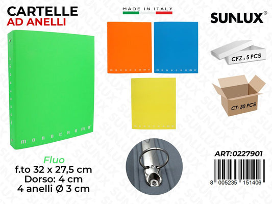 Cartelle Ad Anelli Monocr. Fluo F.to 27*32