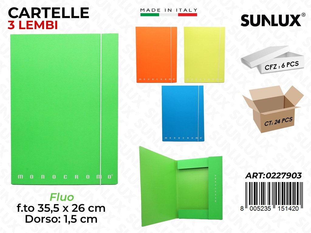 Cartelle 3 Lembi Monocr. Fluo Ass. 35*26CM