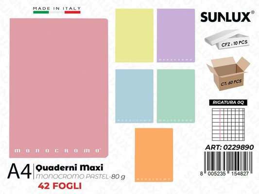 Maxi Quaderni A4 RIG.0Q Monocr. Pastel