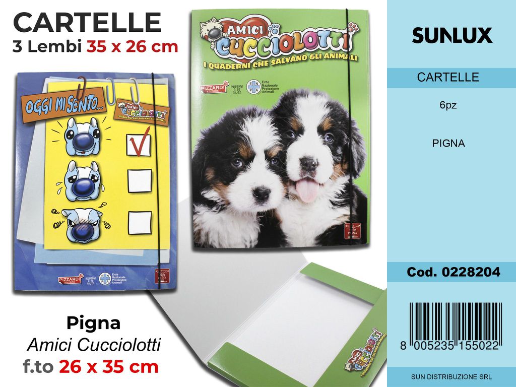 Cartelle 3 Lembi Amici Cucciolotti F.to 26*35CM