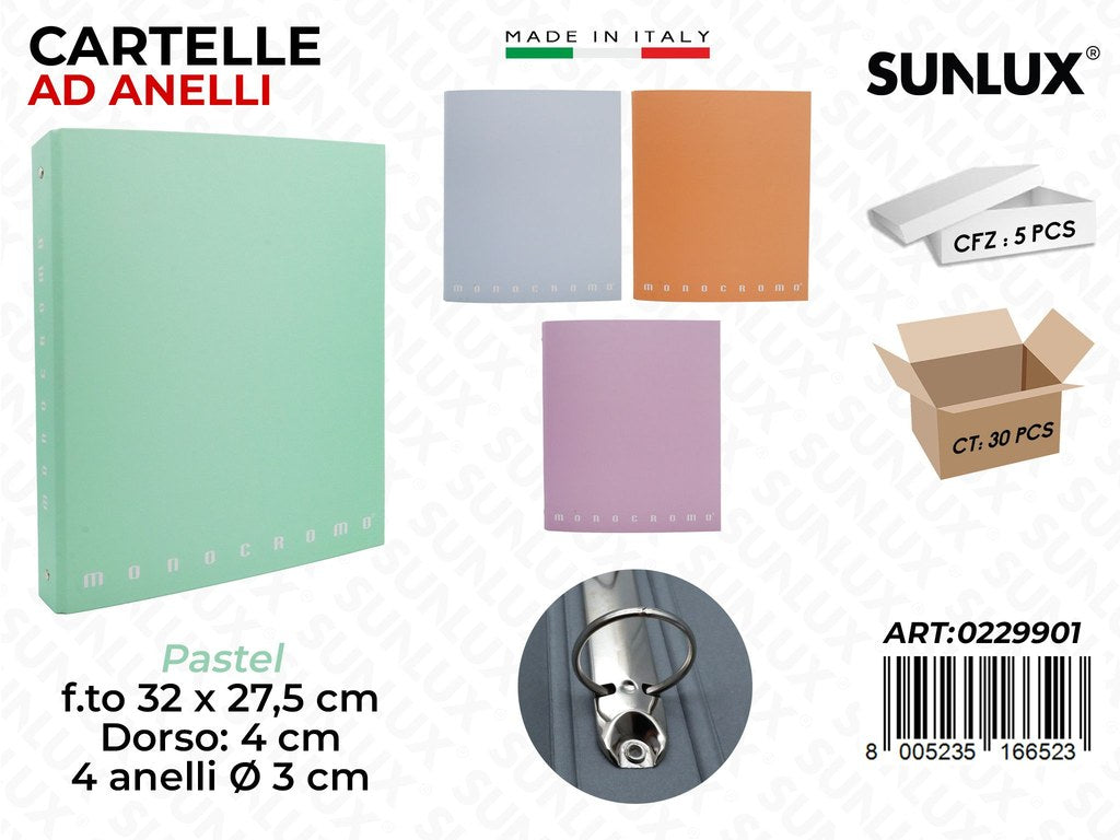 Cartelle Ad Anelli Monocr. Pastel F.to 27*32