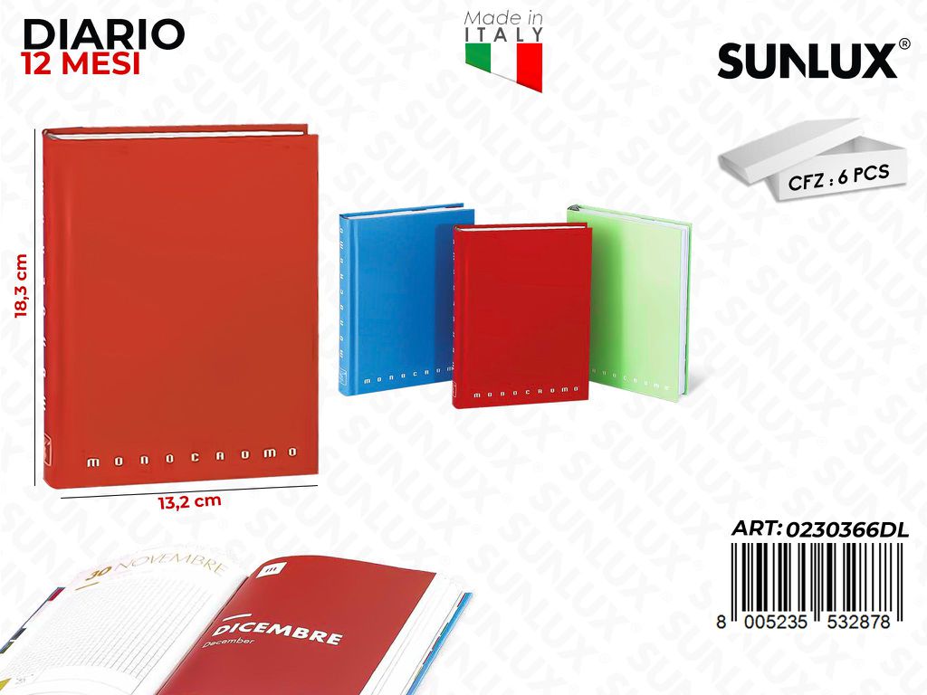 DIARIO MONOCR. ORIG. 12MESI  13.2*18.3CM