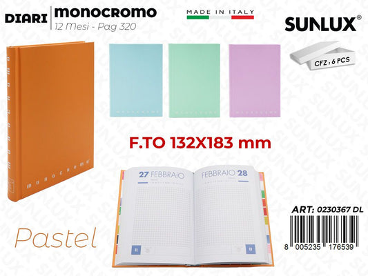 DIARIO MONOCR. PASTEL 12MESI 13.2*18.3CM