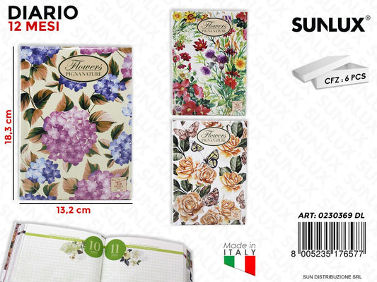 DIARIO PIGNA FLOWERS 12 MESI 13.2*18.3CM