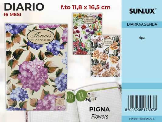 DIARIO PIGNA FLOWERS 156 MESI 11.8*16.5CM