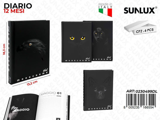 DIARIO MONOCROMO BLACK 12 MESI