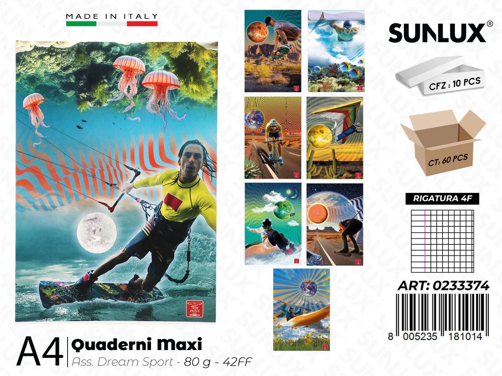 Maxi Quaderni A4 RIG.4F Dream Sport 80GR