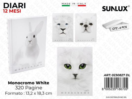 DIARIO PIGNA MONOCROMO WHITE 12M. 13.2*18.3CM