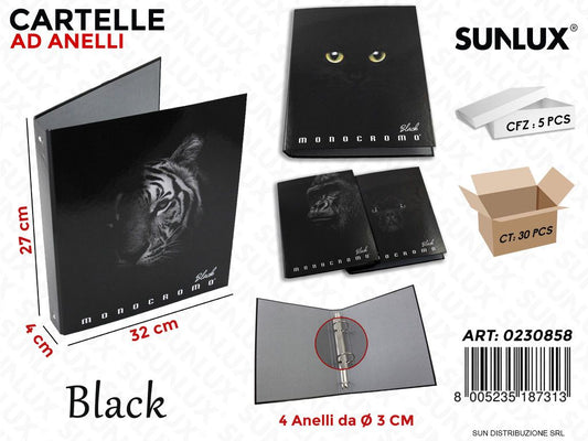Cartelle Ad Anelli Monocr. Black A4 Ass.