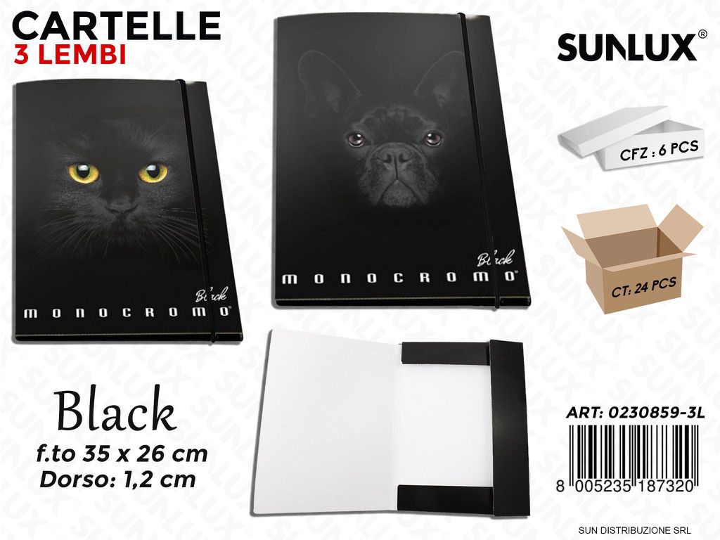 Cartelle 3 Lembi Monocr. Black Ass.