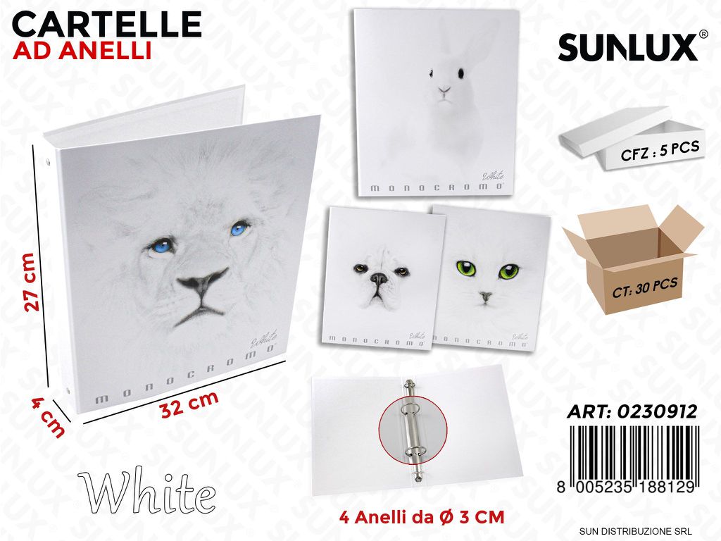 Cartelle Ad Anelli Monocr. White A4 Ass.