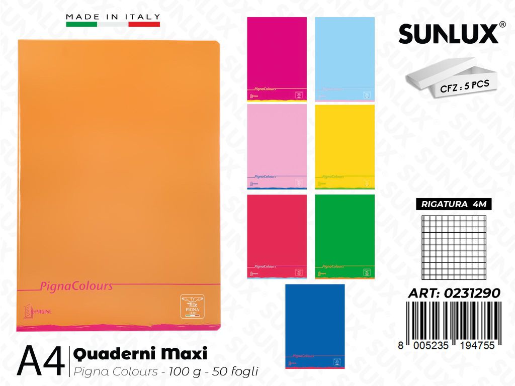 Maxi Quaderni A4 RIG.4M Pigna Colours 100G
