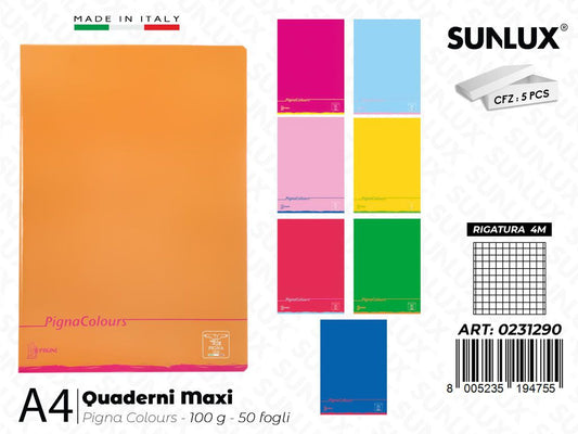 Maxi Quaderni A4 RIG.4M Pigna Colours 100G