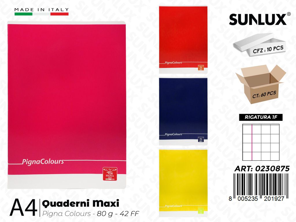 Maxi Quaderni A4 RIG.1F Pigna Colours
