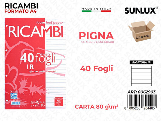 Pigna Ricambi F.to A4 80G Rig. 1R 40FF