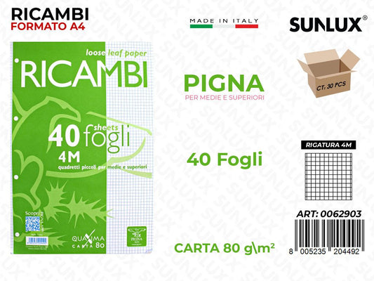 Pigna Ricambi F.to A4 80G Rig. 4M 40FF