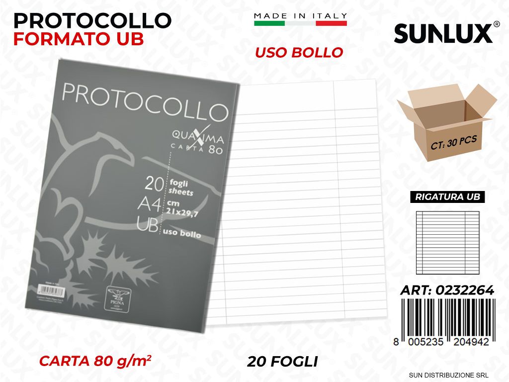 Protocollo Pigna F.to A4 Rig. Ub 20FF