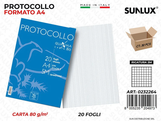 Protocollo Pigna F.to A4 Rig. 5M 20FF