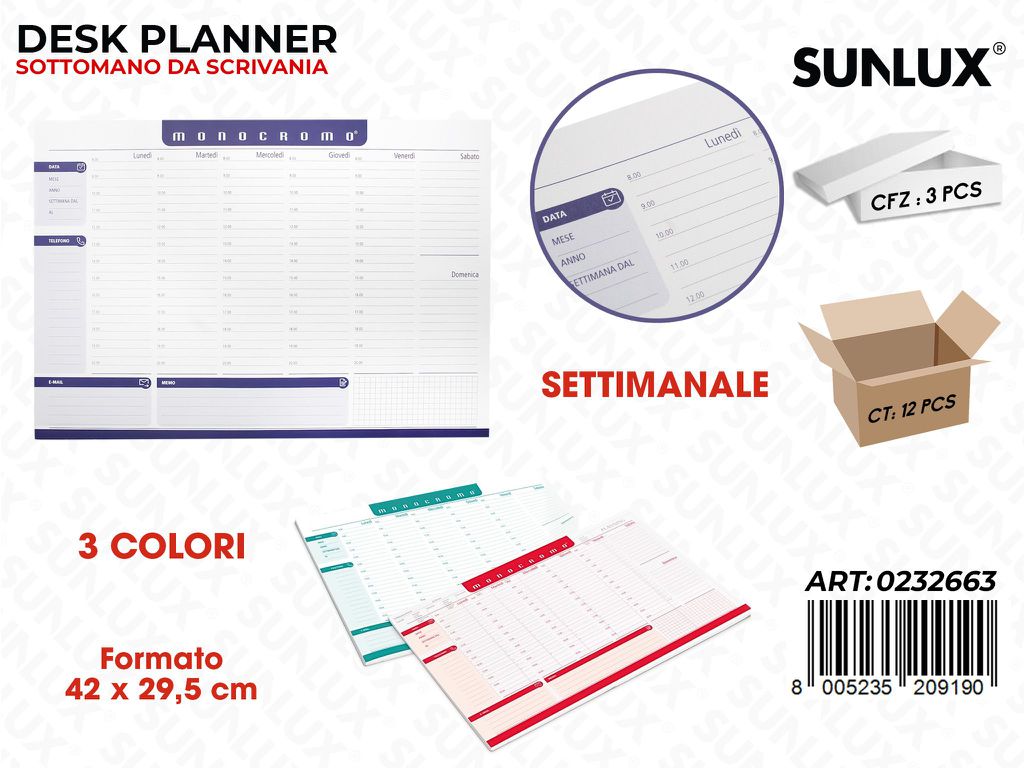 Desk Planner Settimanale Monoc. 42*29.5CM