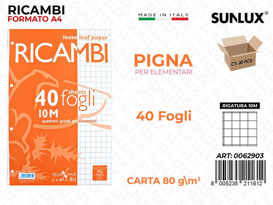 Pigna Ricambi F.to A4 80G Rig. 10M 40FF