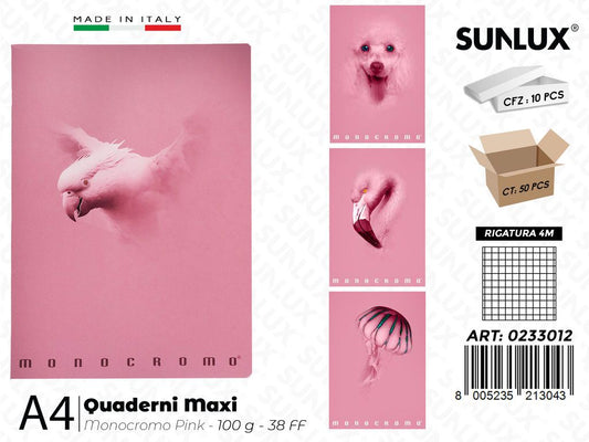 Maxi Quaderni Monocromo Pink 4M 100GR 38FF