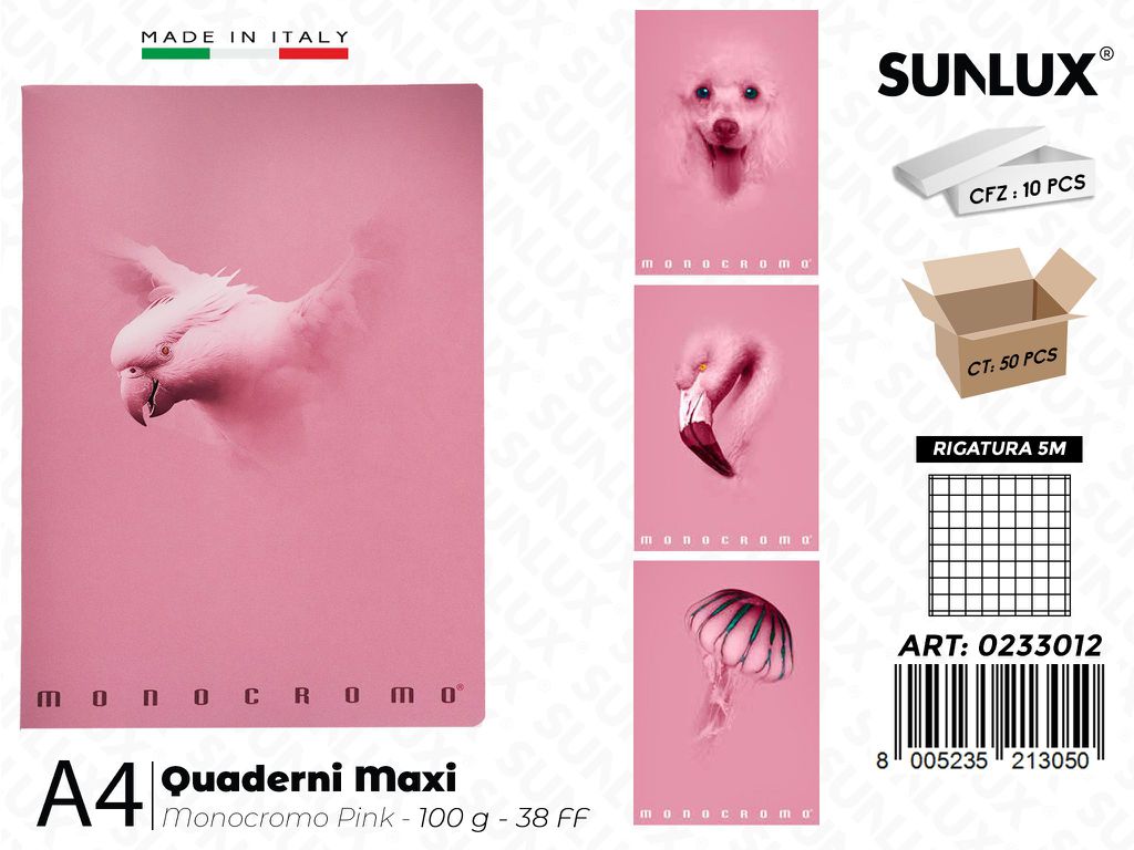 Maxi Quaderni Monocromo Pink 5M 100GR 38FF