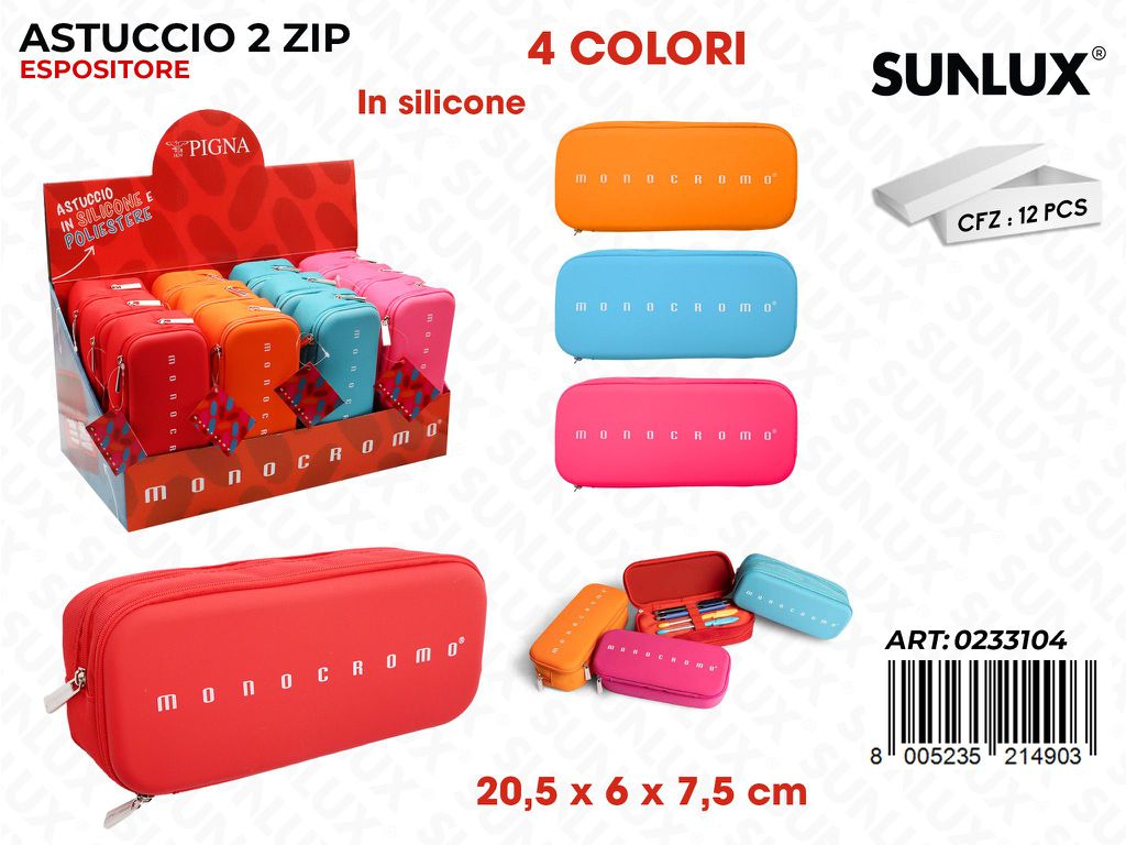 ESP. MONOCR. ASTUCCIO  SILICONE 2ZIP 4COL. 20.5*6*7.5CM