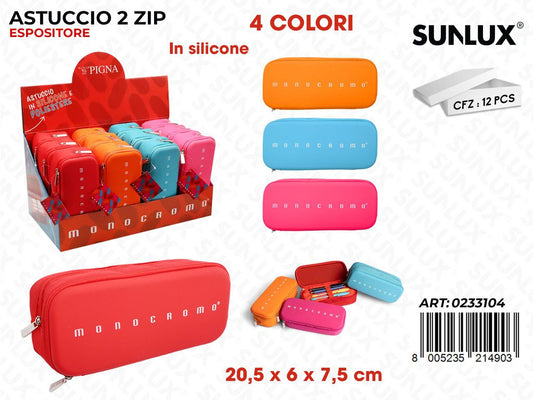 ESP. MONOCR. ASTUCCIO  SILICONE 2ZIP 4COL. 20.5*6*7.5CM