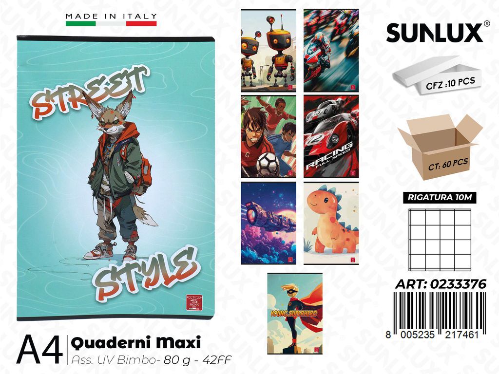 Maxi Quaderni A4 RIG.10M Uv Bimbo 80GR