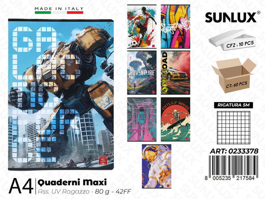Maxi Quaderni A4 RIG.5M Uv Ragazzo 80GR