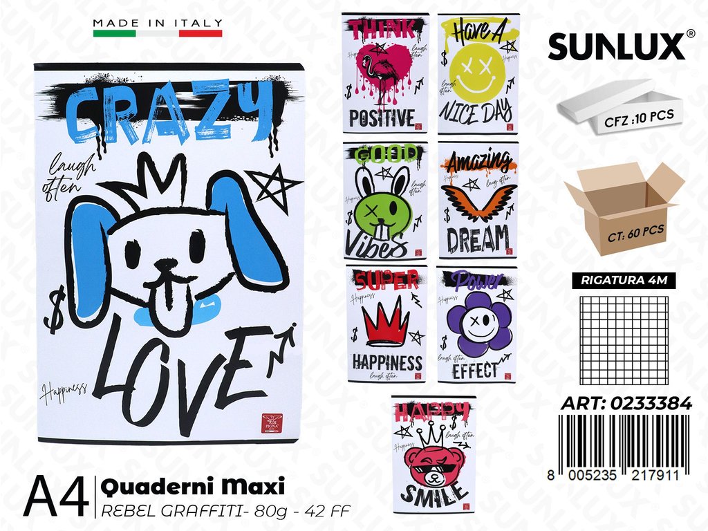 Maxi Quaderni A4 RIG.4M Rebel Graffiti 80GR