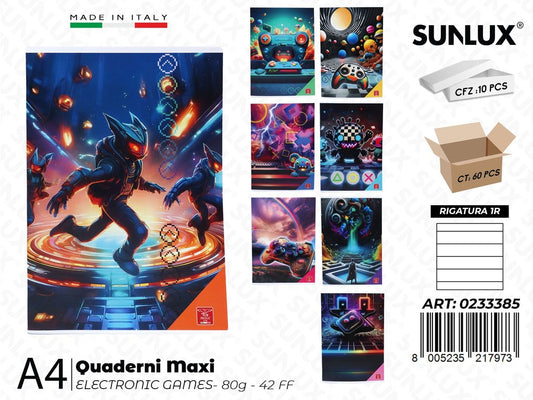 Maxi Quaderni A4 RIG.1R Electronic Games 80GR