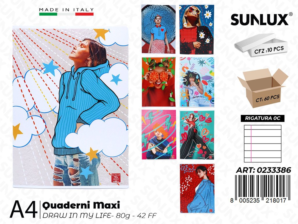 Maxi Quaderni A4 RIG.0C Draw in My Life 80GR