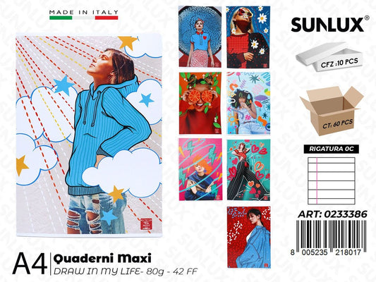 Maxi Quaderni A4 RIG.0C Draw in My Life 80GR