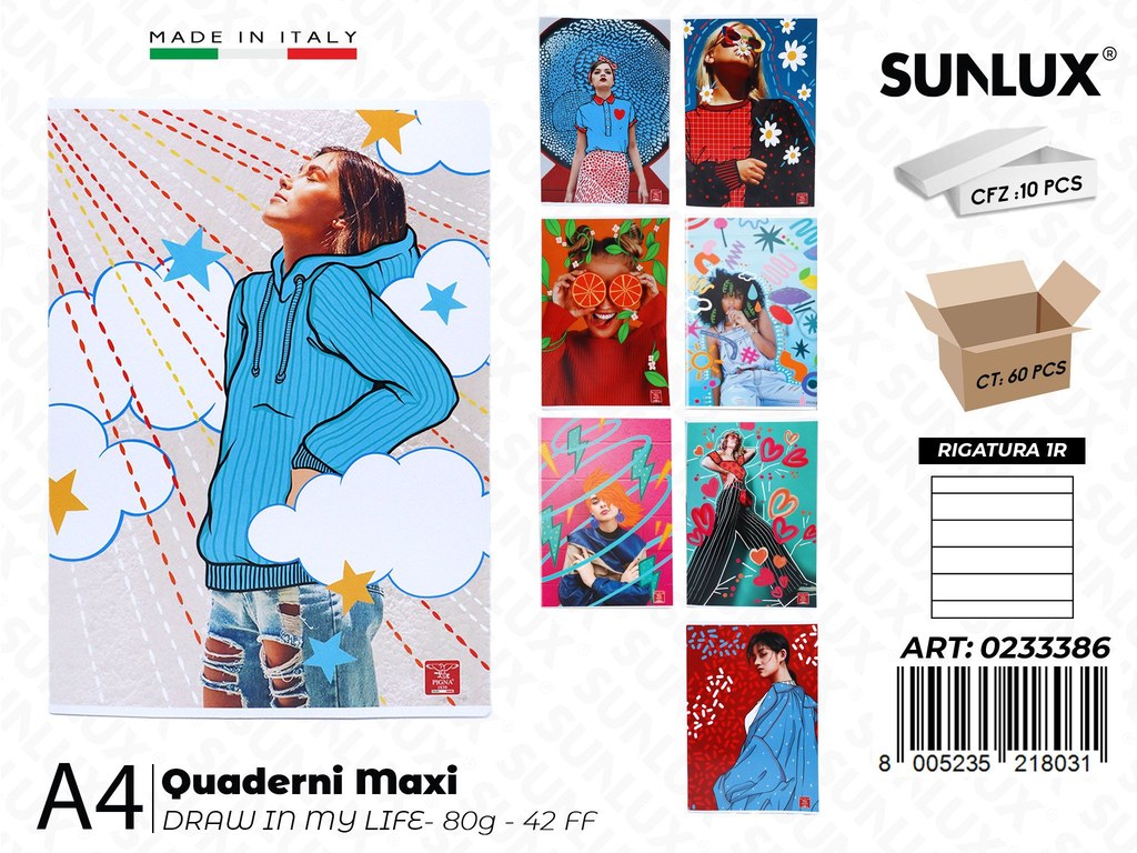 Maxi Quaderni A4 RIG.1R Draw in My Life 80GR