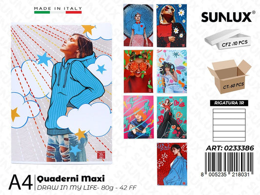 Maxi Quaderni A4 RIG.1R Draw in My Life 80GR