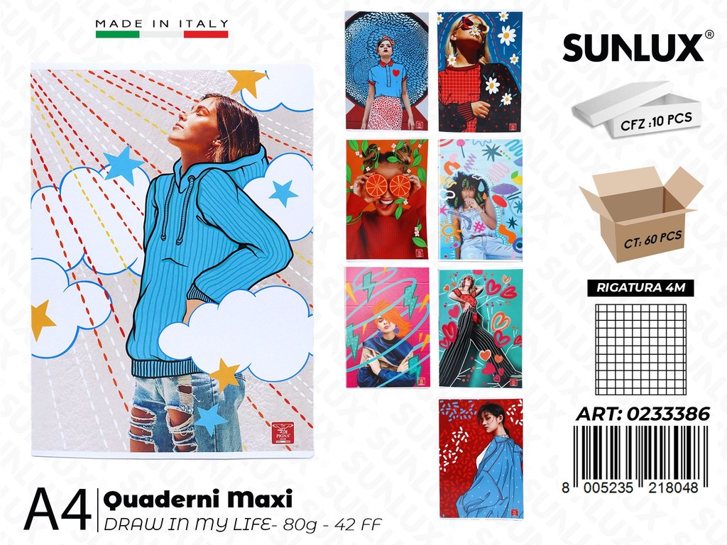 Maxi Quaderni A4 RIG.4M Draw in My Life 80GR