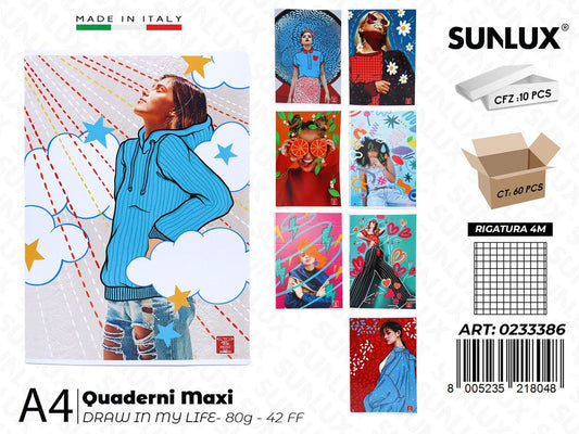Maxi Quaderni A4 RIG.4M Draw in My Life 80GR